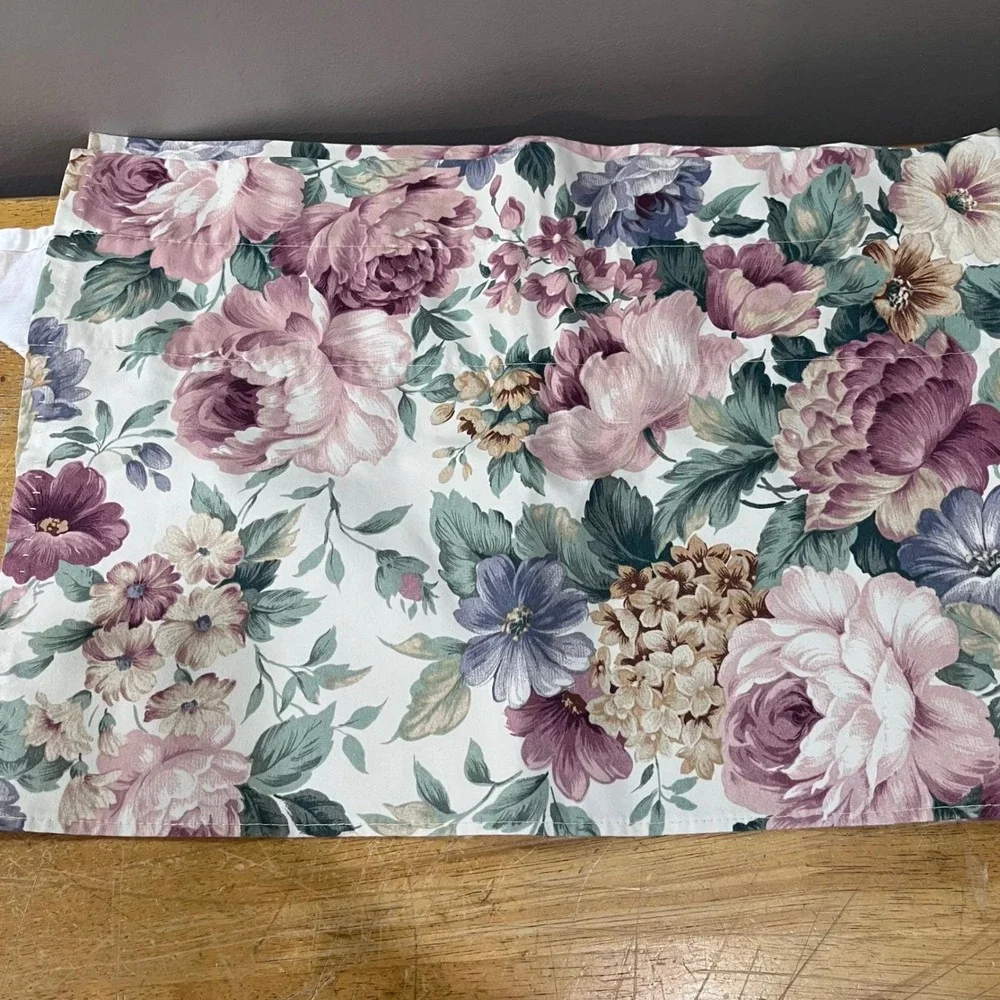Vtg‎ Cottagecore Floral 3 Piece Valance Set Rose Plum Shabby Chic 126x64 Window